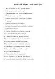 English Worksheet: Its the Great Pumpkin Charlie Brown - Quiz