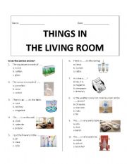 English Worksheet: Things in Living Room