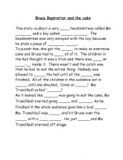 English Worksheet: Matilda cloze exercise