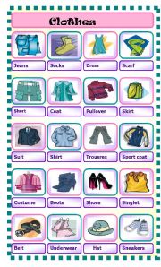 English Worksheet: clothes