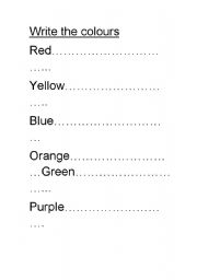 English Worksheet: write the colours