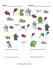 English Worksheet: How Many Toys?