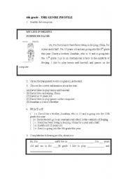 English worksheet: The genre profile