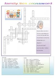 English Worksheet:  family ties crossword