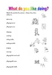 English worksheet: What do you like doing?