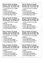 English Worksheet: New Year Resolutions