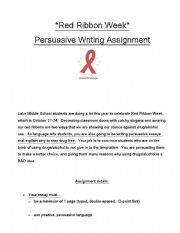 English worksheet: Red Ribbon Week!