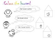 English Worksheet: Colour the houses