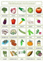English Worksheet: Vegetables Pictionary