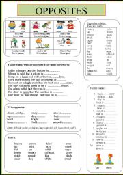 English Worksheet: Opposites