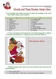English Worksheet: Words and Their Stories: Santa Claus