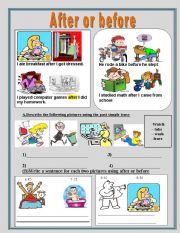 English Worksheet: After or before