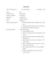 English Worksheet: Lesson Plan for teaching literature