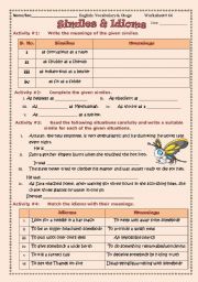 English Worksheet: Similes and Idioms