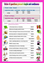 English Worksheet: QUESTION ORDER present simple and continuous