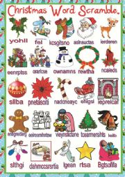 English Worksheet: Christmas word scramble