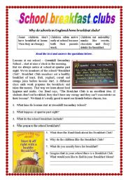 English Worksheet: Reading comprehension - School Breakfast Club