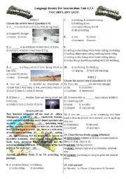 English Worksheet: Vocabulary Quiz for Language Reader Pre-Int Unit-1,2,3