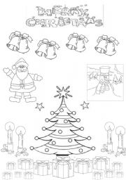 English Worksheet: CHRISTMAS COLOURING 