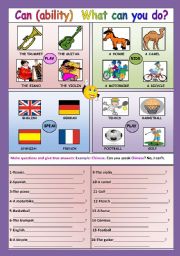 English Worksheet: CAN ABILITY