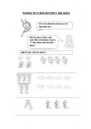 English Worksheet: PLURALS WITH MISS BUTTERFLY AND ADELE