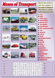 English Worksheet: MEANS OF TRANSPORT WITH ANSWER KEY