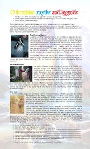 English Worksheet: Colombian Myths and Legends 