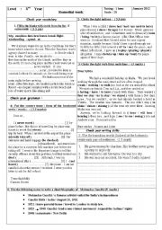 English Worksheet: DIAGNOSTIC TEST 3rd year students