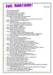 English Worksheet: a quizz : Module 2 section 1 3rd year Arts 