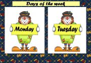 English Worksheet: DAYS OF THE WEEK - FLASH CARDS
