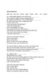 English Worksheet: Hotel California worksheet