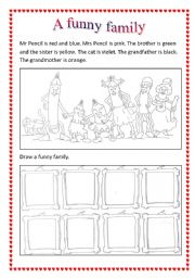 English Worksheet: A FUNNY FAMILY