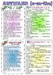 English Worksheet: ARTICLES ( A-AN-THE )