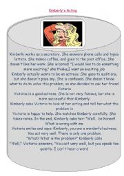 English Worksheet: Kimberlys acting