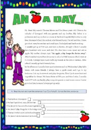 English Worksheet: Daily life -An apple a day... 