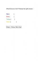 English worksheet: COLOURS