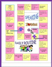 English Worksheet: Speaking activity-Daily Routine -  Speaking board Game