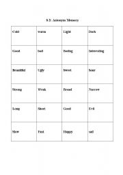 English Worksheet: Antonym memory game