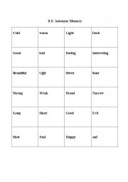 English worksheet: Antonym memory game