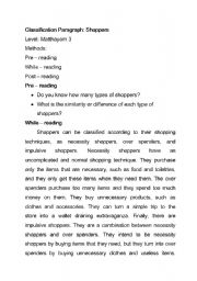 English Worksheet: Classification paragraph