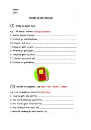 English Worksheet: verb have got worksheet