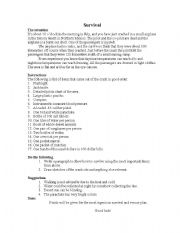 English Worksheet: Survival