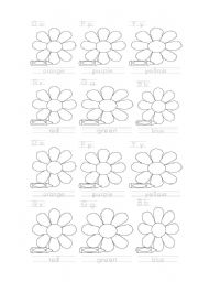 English Worksheet: colour the flowers