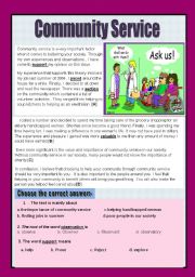 English Worksheet: Reading comprehension ( community service)