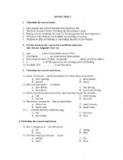 English Worksheet: Entry test