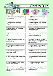 English Worksheet: Quiz - Clothes