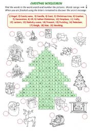 English Worksheet: CHRISTMAS  WORDSEARCH