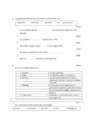 English worksheet: intermediate vocabulary