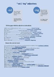 English Worksheet: -ing and -ed Adjectives 