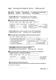 English Worksheet: must